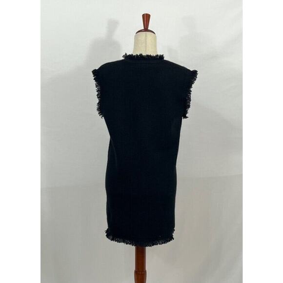LISA YANG Sz 1 S Small Black Lola 100% Cashmere Fringe Trim Tunic Dress - Picture 6 of 14